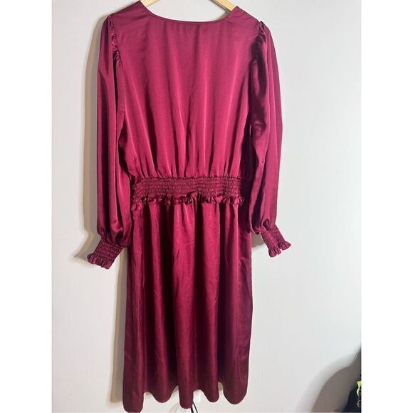 ELOQUII Elements red Smocked Waist Midi Dress Sz 18 - Picture 8 of 8